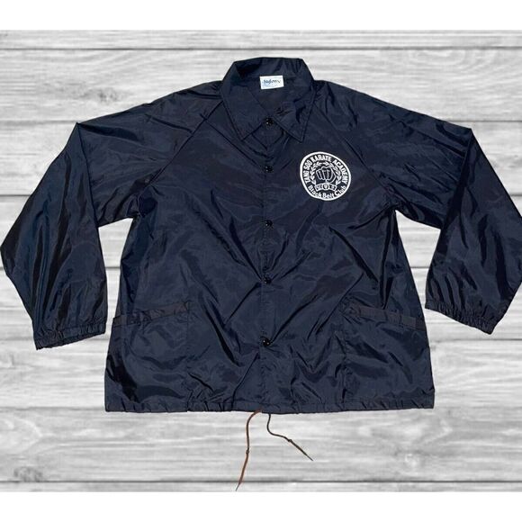 Vintage Karate Academy Tang Soo Black Windbreaker Jacket Men’s Size X-Large - Picture 2 of 7